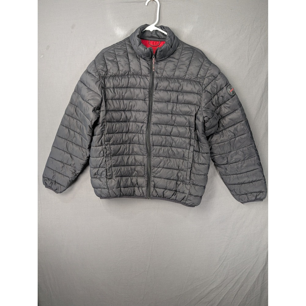 Hawke & Co Mens Gray Puffer Jacket HKN2780 Large Full Zip Quilted Lightweight